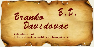 Branko Davidovac vizit kartica